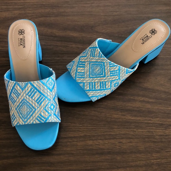 Avon Cushion Walk Woven Slide with Block Heel 8 - Picture 1 of 8
